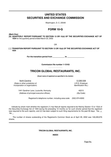 Miniature Yum! Brands 10-Q Rapport trimestriel  