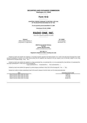 Thumbnail Urban One
 10-Q Quarterly Report FY 