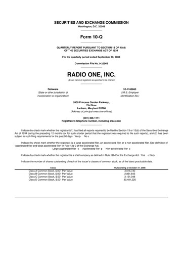 Thumbnail Urban One
 10-Q Quarterly Report FY 