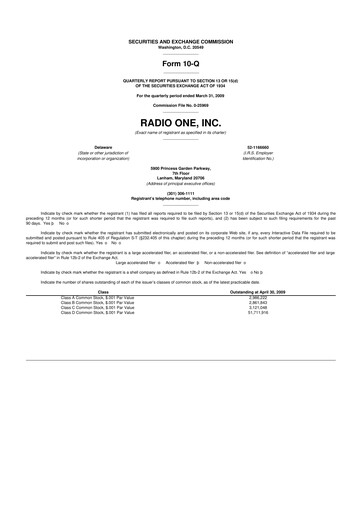 Thumbnail Urban One
 10-Q Quarterly Report FY 