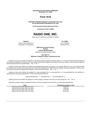 Thumbnail Urban One
 10-Q Quarterly Report FY 