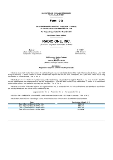 Thumbnail Urban One
 10-Q Quarterly Report FY 