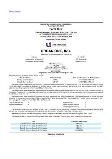 Thumbnail Urban One
 10-Q Quarterly Report FY2025 