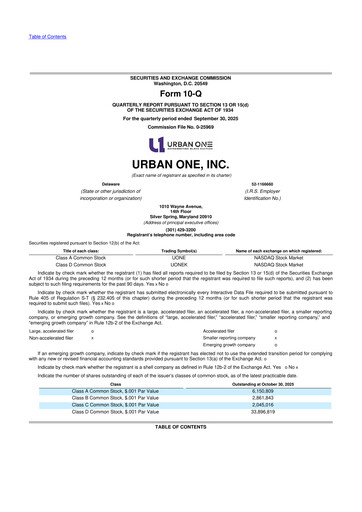 Thumbnail Urban One
 10-Q Quarterly Report FY2025 