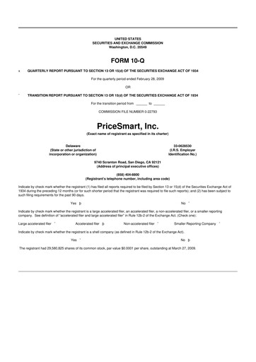 Thumbnail PriceSmart
 10-Q Quarterly Report FY 