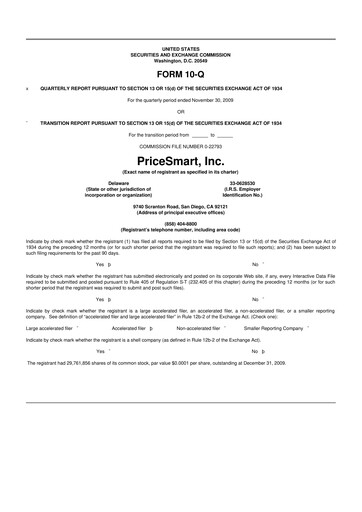 Thumbnail PriceSmart
 10-Q Quarterly Report FY 
