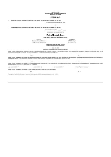 Thumbnail PriceSmart
 10-Q Quarterly Report FY 