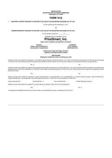 Thumbnail PriceSmart
 10-Q Quarterly Report FY2011 
