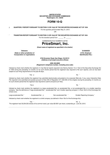Thumbnail PriceSmart
 10-Q Quarterly Report FY2012 