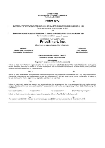 Thumbnail PriceSmart
 10-Q Quarterly Report FY2013 