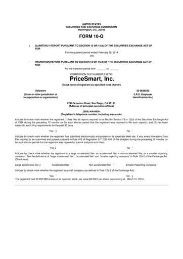 Thumbnail PriceSmart
 10-Q Quarterly Report FY2014 