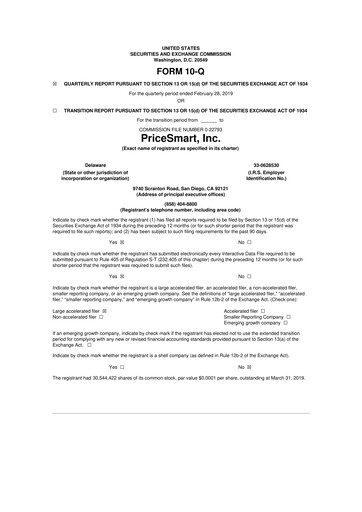 Thumbnail PriceSmart
 10-Q Quarterly Report FY2019 