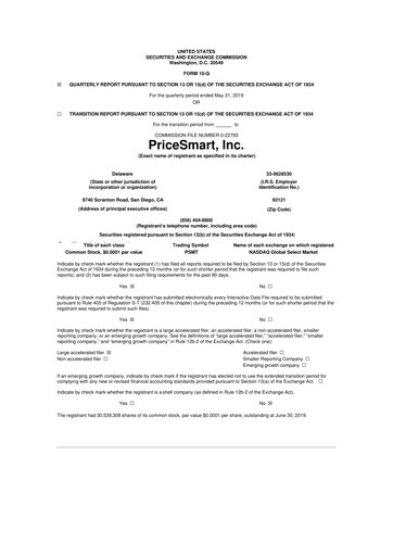 Thumbnail PriceSmart
 10-Q Quarterly Report FY2019 