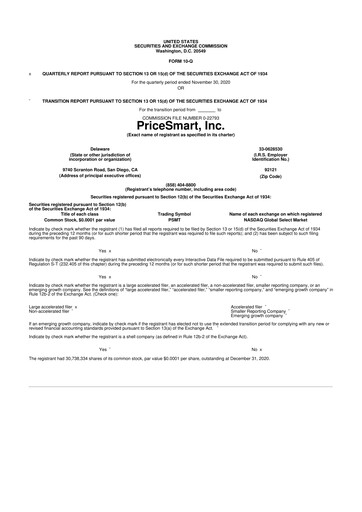 Thumbnail PriceSmart
 10-Q Quarterly Report FY2021 