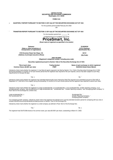 Thumbnail PriceSmart
 10-Q Quarterly Report FY2022 