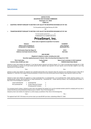 Thumbnail PriceSmart
 10-Q Quarterly Report FY2023 