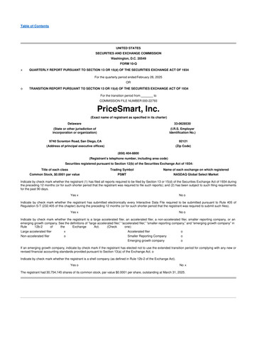 Thumbnail PriceSmart
 10-Q Quarterly Report FY2025 