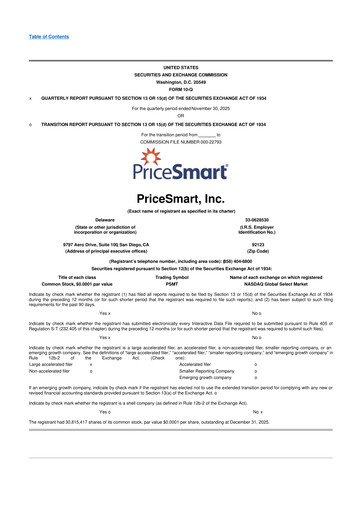 Thumbnail PriceSmart
 10-Q Quarterly Report FY2026 