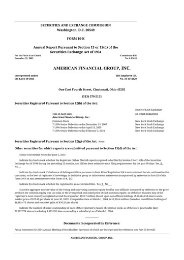 Thumbnail American Financial Group
 10-K Annual Report 