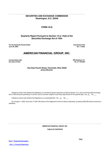Thumbnail American Financial Group
 10-Q Quarterly Report FY 