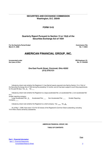 Thumbnail American Financial Group
 10-Q Quarterly Report FY 