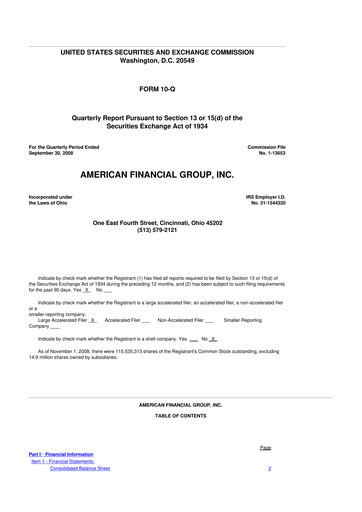 Thumbnail American Financial Group
 10-Q Quarterly Report FY 