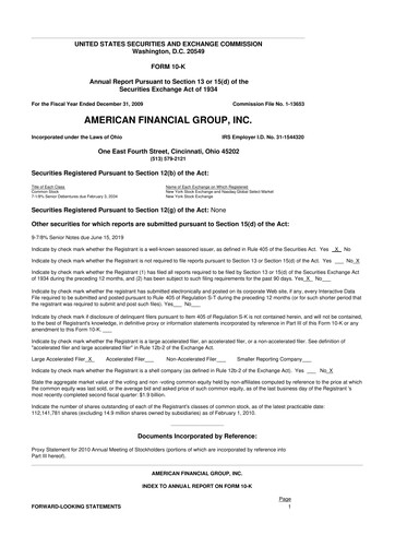 Thumbnail American Financial Group
 10-K Annual Report 