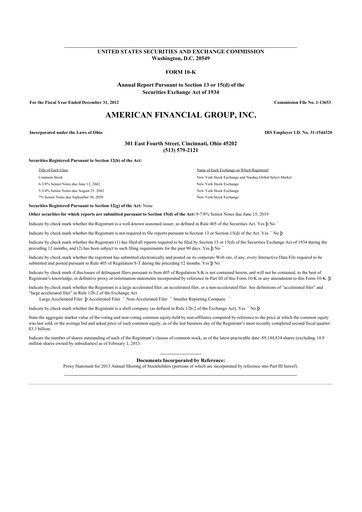 Thumbnail American Financial Group
 10-K Annual Report 2012