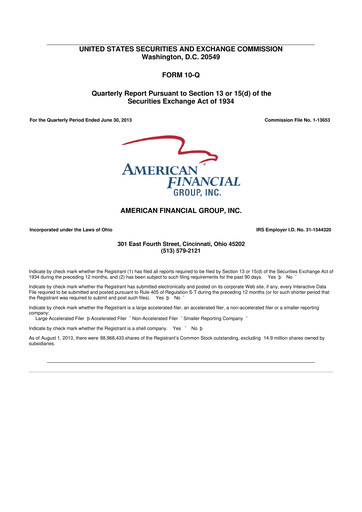 Thumbnail American Financial Group
 10-Q Quarterly Report FY2013 