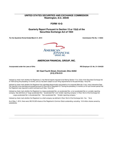 Thumbnail American Financial Group
 10-Q Quarterly Report FY2014 