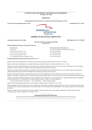 Thumbnail American Financial Group
 10-K Annual Report 2014