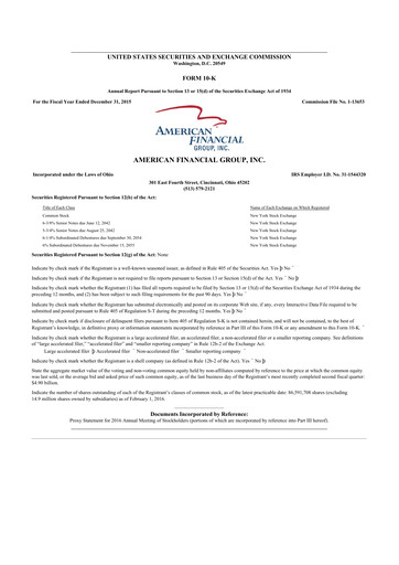 Thumbnail American Financial Group
 10-K Annual Report 2015