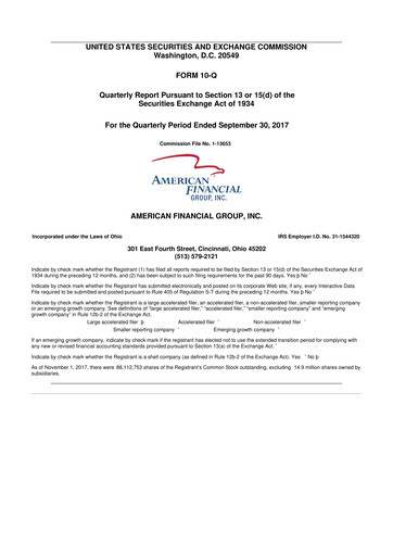 Thumbnail American Financial Group
 10-Q Quarterly Report FY2017 