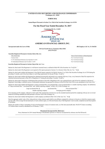 Thumbnail American Financial Group
 10-K Annual Report 2017