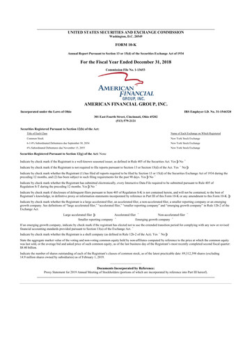 Thumbnail American Financial Group
 10-K Annual Report 2018