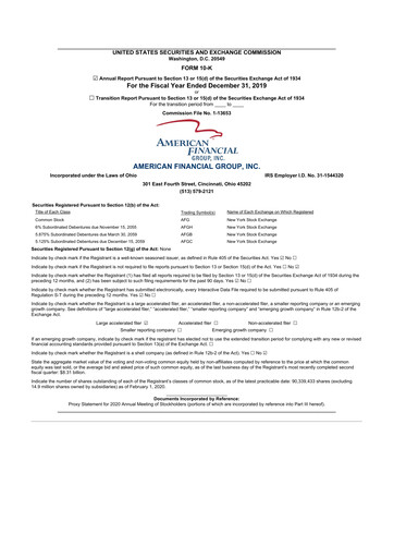 Thumbnail American Financial Group
 10-K Annual Report 2019