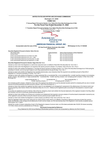 Thumbnail American Financial Group
 10-K Annual Report 2022