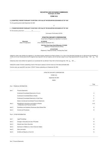 Vorschaubild Strattec Security 10-Q Quartalsbericht  
