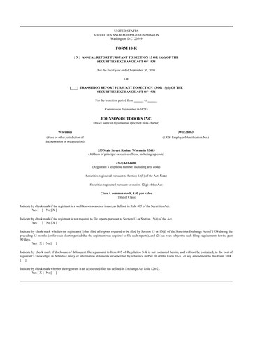 Thumbnail Johnson Outdoors
 10-K Annual Report 