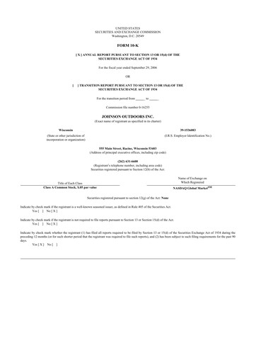 Thumbnail Johnson Outdoors
 10-K Annual Report 