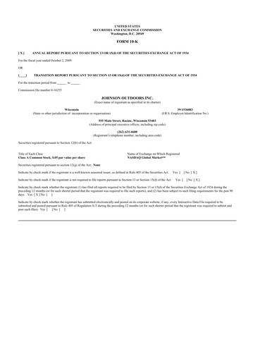 Thumbnail Johnson Outdoors
 10-K Annual Report 