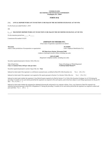 Thumbnail Johnson Outdoors
 10-K Annual Report 