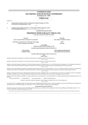 Thumbnail Piedmont Realty Trust 10-K Annual Report 2011