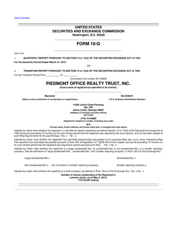 Thumbnail Piedmont Realty Trust 10-Q Quarterly Report FY2012 