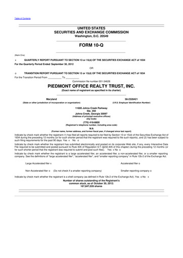 Thumbnail Piedmont Realty Trust 10-Q Quarterly Report FY2012 