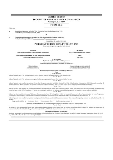 Thumbnail Piedmont Realty Trust 10-K Annual Report 2012