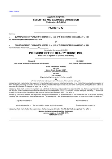 Thumbnail Piedmont Realty Trust 10-Q Quarterly Report FY2014 