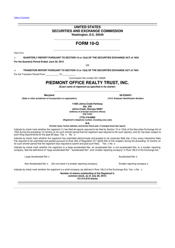 Thumbnail Piedmont Realty Trust 10-Q Quarterly Report FY2015 