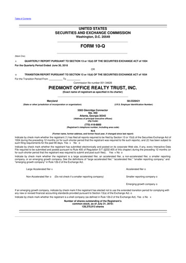 Thumbnail Piedmont Realty Trust 10-Q Quarterly Report FY2018 