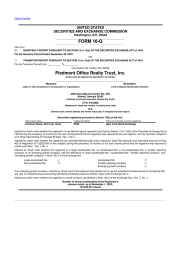 Thumbnail Piedmont Realty Trust 10-Q Quarterly Report FY2022 